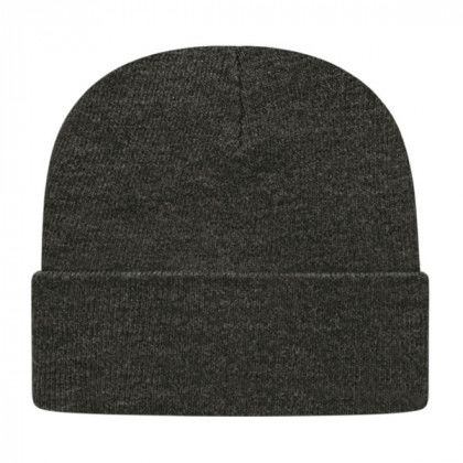 Solid Knit Cap with Cuff Dark Heather