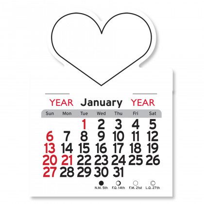 Peel-N-Stick® Calendar - Heart - White