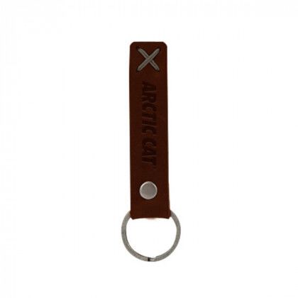 Custom Debossed Bailey Riveted Keychain - Mahogany leather with slate gray stitching