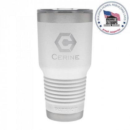 Logo Engraved Patriot 30 oz Color Tumbler  - White