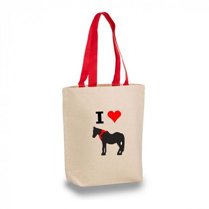 Red Custom 12 oz. Natural Cotton Canvas Tote