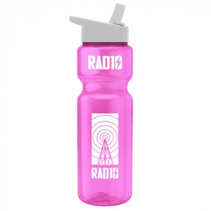 Promo Transparent Bottle with Flip Straw Lid pink