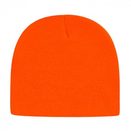 Embroidered Solid Knit Logo Beanies - Neon Blaze