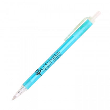 Printed Amber Frost Click Pen - Light blue