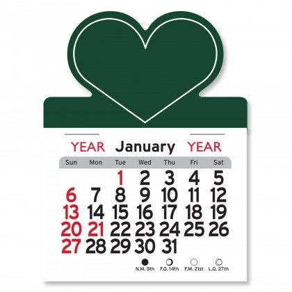 Peel-N-Stick® Calendar - Heart - Green