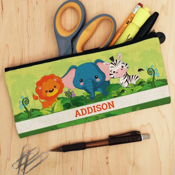 Jungle Animals Personalized Pencil Case