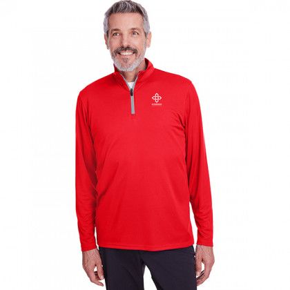 Logo Embroidered Puma Golf Men's Icon Quarter-Zip - Red Logo Embroidered Puma Golf Men's Icon Quarter-Zip - Red
