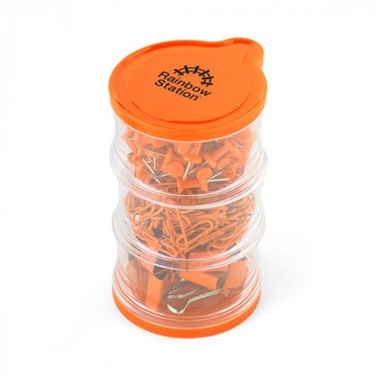 Orange Custom Tower of  Clips and Push Pins