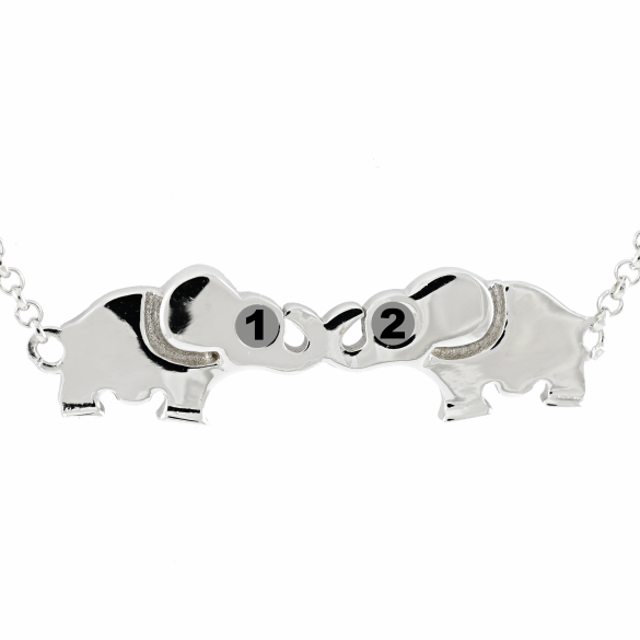 Personalized 2 Stone Lucky Elephant Birthstone Necklace