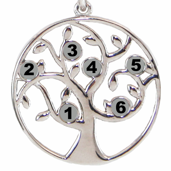 Family Tree Birthstone Necklace - 6 Birthstone Pendant