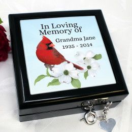 Cardinal Memorial Keepsake Box in Black Finish