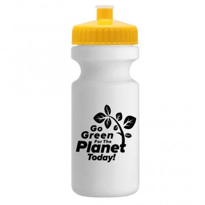 Promotional 22 oz Recycled Eco-Cycle Bottle - White Bottle Yellow Cap