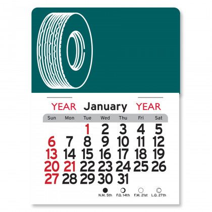 Peel-N-Stick® Calendar - Tire - Teal