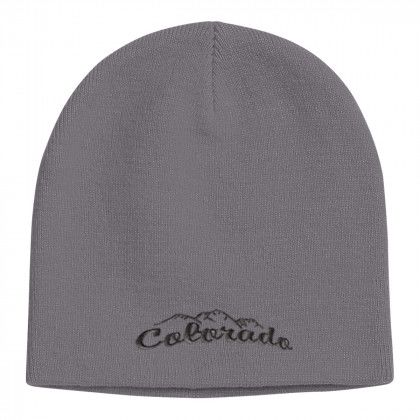 Knit Beanie Cap with Embroidery | Custom Acrylic Beanie Hats - Gray
