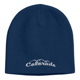 Knit Beanie Cap with Embroidery | Custom Acrylic Beanie Hats - Navy