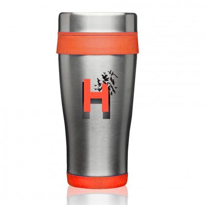 Custom Imprinted Insulated 16 oz Stainless Steel Travel Mug - Orange