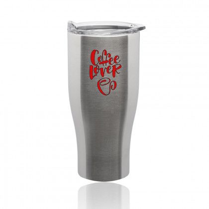Custom Stainless Steel 27 oz Grip Travel Mug - Silver