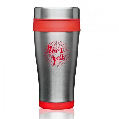 Custom Imprinted Insulated 16 oz Stainless Steel Travel Mug - Red