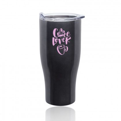 Custom Stainless Steel 27 oz Grip Travel Mug - Smoke