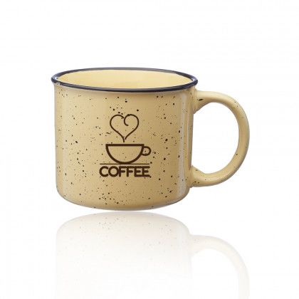 Promotional Ceramic 13 oz Campfire Coffee Mug - Almond