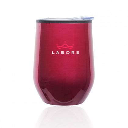 Logo Printed Shelby 12 oz Stemless Wine Glass with Lid - Fuchsia