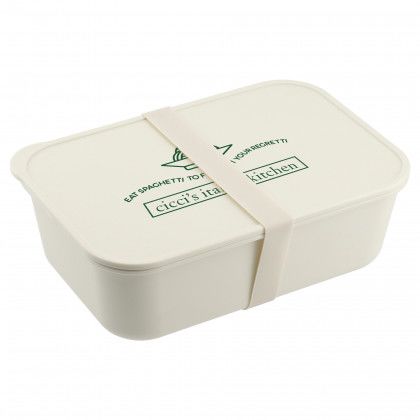 PLA Bento Box with Utensils and Logo Beige