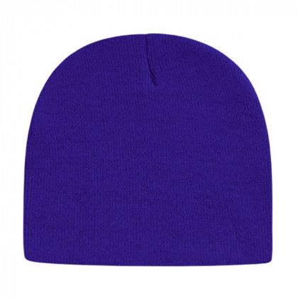 Promotional Solid Knit Beanie Caps with Embroidery - True Royal