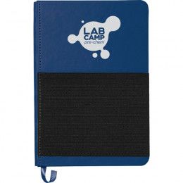 Custom Imprinted Elastic Phone Pocket Notebook Blue