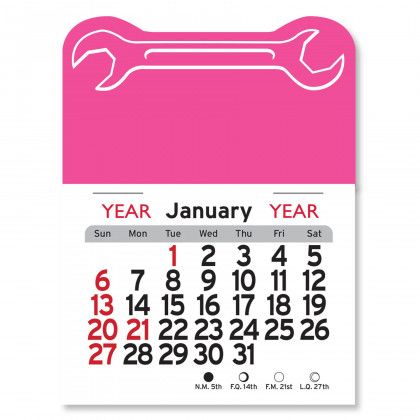 Budget Peel-N-Stick® Wrench Calendar - Hot Pink