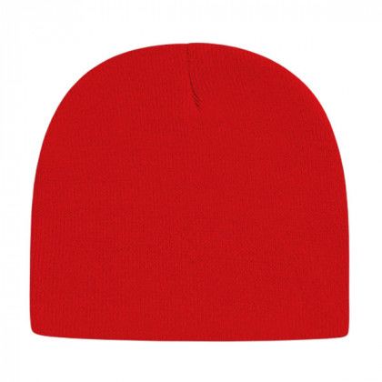 Company Logo Embroidered Solid Knit Beanies - True Red
