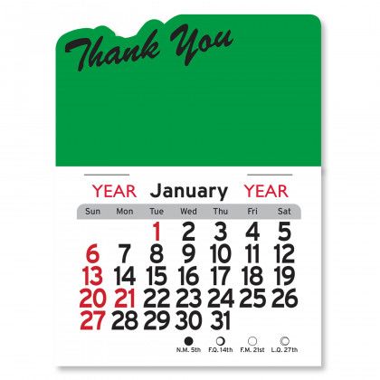 Peel-N-Stick® Calendar - Thank You - Grass Green