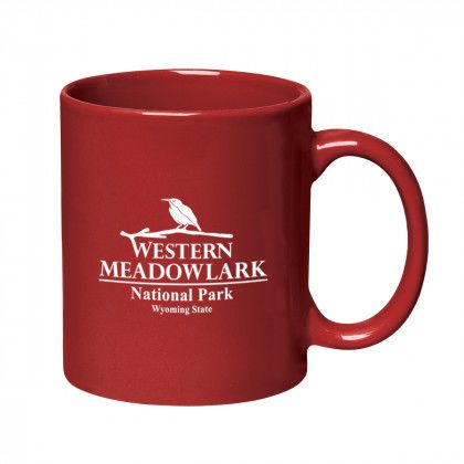 Colored Stoneware Mug With Imprint 11 oz. - Red