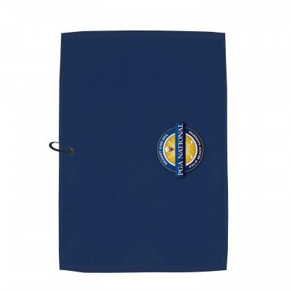 Imprinted Logo Champions Golf Towel - Navy w/optional side grommet