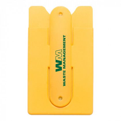 Imprinted Silicone Stand and Smart Wallet - Yellow