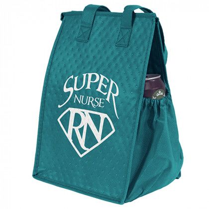 Custom Insulated Lunch Tote with Zipper Top - Teal