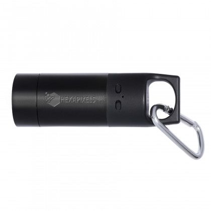 Custom Engraved Flashlight Wireless Speaker with Carabiner Clip - Black