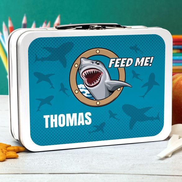 Shark Attack Personalized Retro Metal Lunch Box