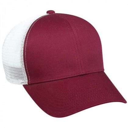 Structured Mesh Back Cap with Snap Closure Promo Maroon/White