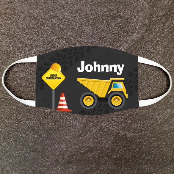 Custom Kids Face Mask with Dump Truck | Personalized Kids Face Masks