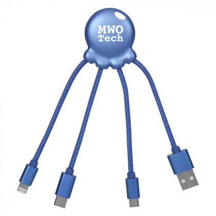 Imprinted Xoopar Octo-Charge Cables 3-in-1 - Blue