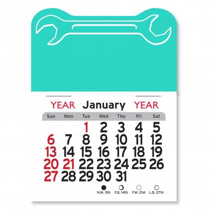 Budget Peel-N-Stick® Wrench Calendar - Aqua