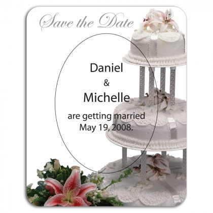 Printed Oval Punch Out Picture Frame Magnet - Wedding Cake