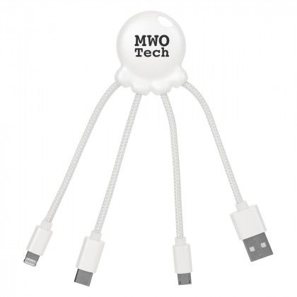 Imprinted Xoopar Octo-Charge Cables 3-in-1 - White