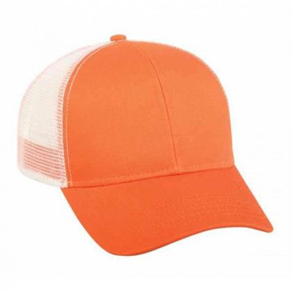 Structured Mesh Back Cap with Snap Closure Promo Orange/White