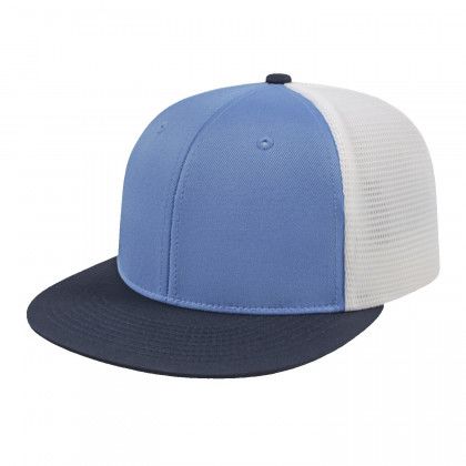 Custom Columbia/Navy/White Flexfit Trucker Mesh Back Cap