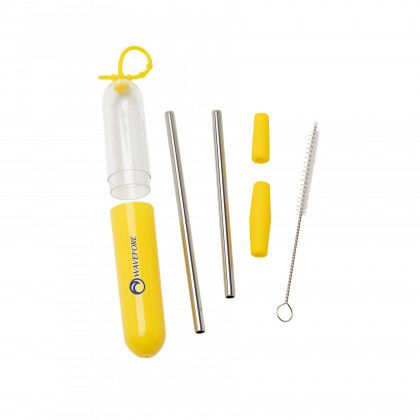 Promotional Paloma Stainless Steel Straw Set Yellow