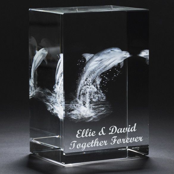 Custom Crystal Keepsake | Fun Dancing Dolphins