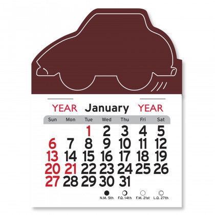 Peel-N-Stick® Calendar - Car - Burgundy