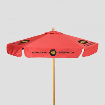 Promotional Wood Market Umbrella 7 ft. Red w/ Valance