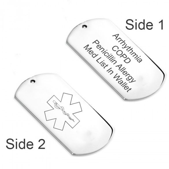 Armanno Steel Dog Tag with Medical Alert Symbol